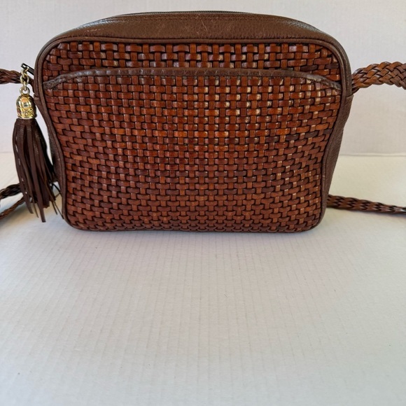 Cosci Hand Made in Italy Elegant Brown Woven Crossbody Bag - Picture 1 of 16
